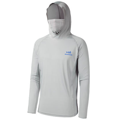 Camisa de Pesca Masculina Bassdash UPF 50+ de Manga Longa com Máscara e Capuz Protetor de Pescoço UV para Manter a Cabeça e o Rosto Aquecidos em Atividades ao Ar Livre, Caminhada e Corrida