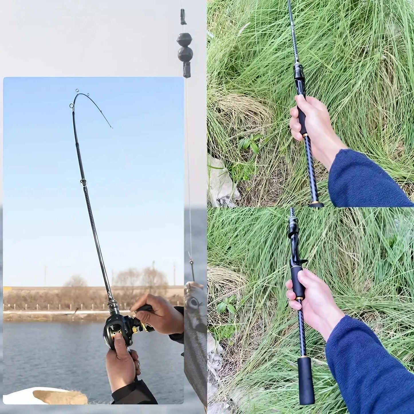1PC Vara de Pesca de Fibra de Carbono Leve de Alta Sensibilidade 65" - Design de Cabo Reto para Pesca com Mosca e Arrastão