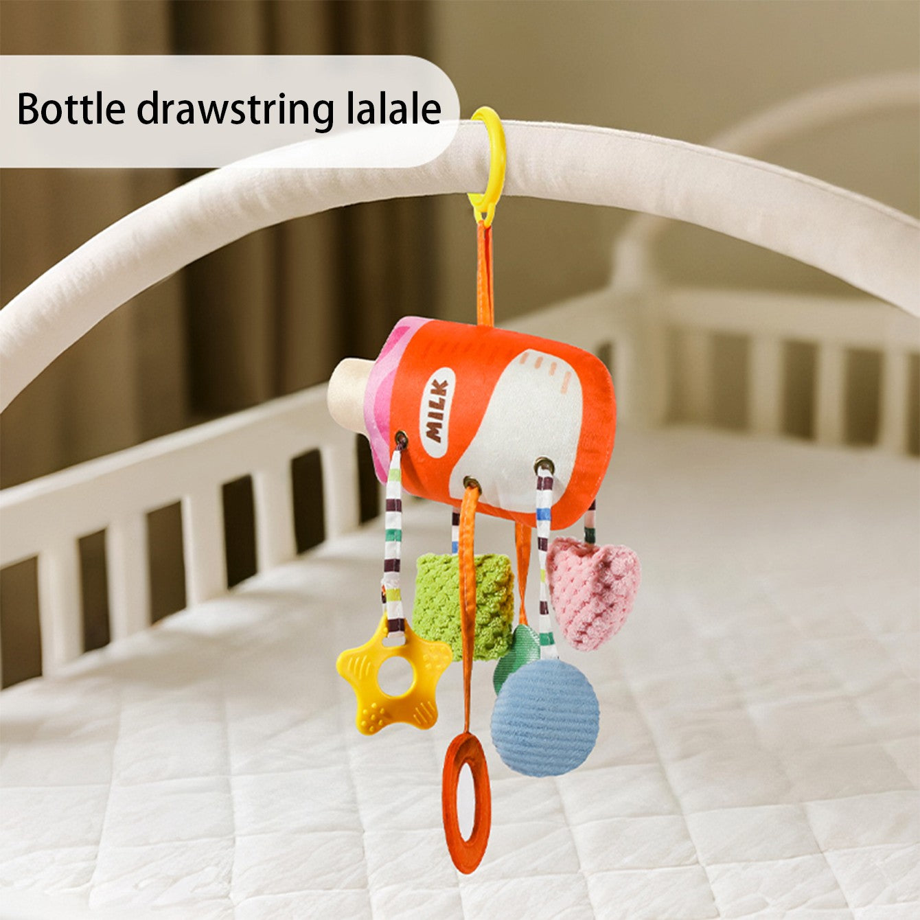 Brinquedo de sucção para carro de bebê, mamadeira, pingente de brinquedo Lala para bebê, chocalho de corda para recém-nascido, enfeite para pendurar no assento do carro, acessório calmante