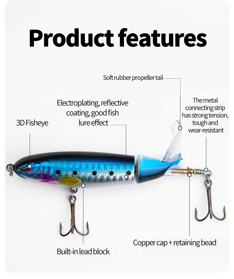 Iscas de Pesca Popper Propeller Topwater 13g Isca Artificial Hard Crankbait Wobblers Cauda Rotativa Acessórios de Pesca