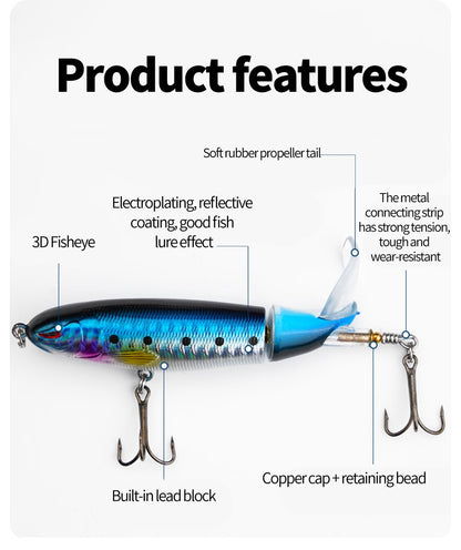 Iscas de Pesca Popper Propeller Topwater 13g Isca Artificial Hard Crankbait Wobblers Cauda Rotativa Acessórios de Pesca
