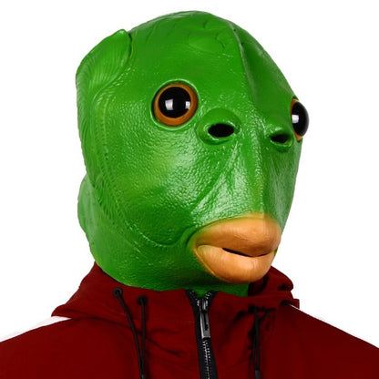 Halloween Green Fish Head Red Fish Head Funny Cosplay Costume Mask Adult Carnival Party Fish Head Mask April Fool's Day Headdres
