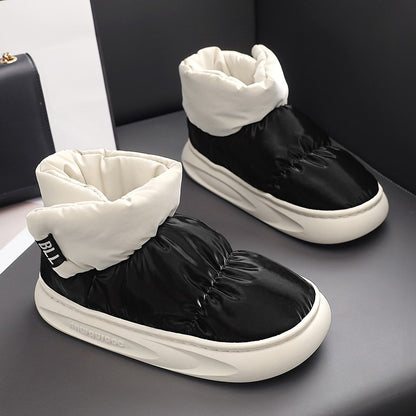 Outdoor Plush Warm Men's Snow Boots Winter Couple Cotton Shoes Down Non-Slip Waterproof Fashion Kids Shoes Slip on Soft Sneakers