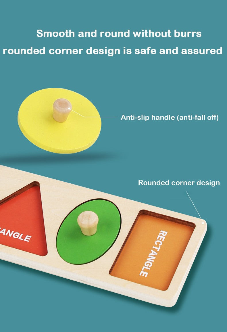Brinquedos de quebra-cabeça Montessori para bebês de madeira, de encaixe de formas e cores, tábua de raspar à mão, brinquedos cognitivos geométricos de educação infantil
