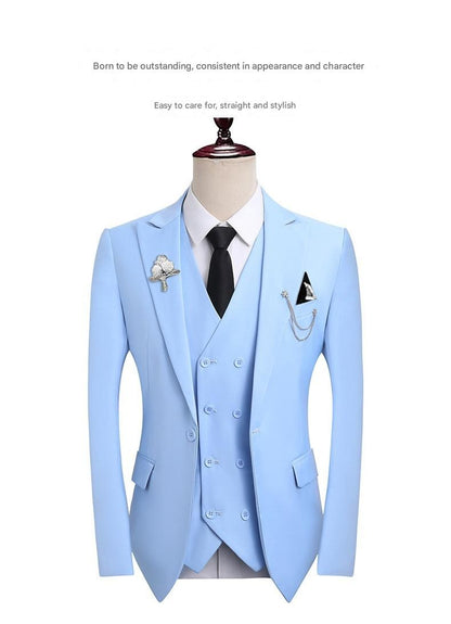 High Quality Classic Men Suit Tuxedo Peak Lapel Groomsmen Wedding Suits Set 3 Pieces(Jacket+Pants+Vest)Fashion Men Business Suit