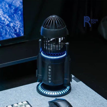 Space Inspired Rocket Fan Battery Operated USB C Rechargeable 3 Level Breeze Adjustable Ultra Quiet Desktop Cooler
