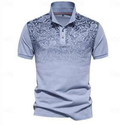 Fashionable men's button up collar shirt casual summer polo shirt short sleeved collar men's street men's golf top