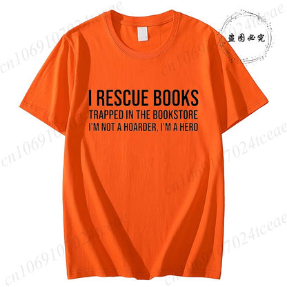 I Rescue Books Print T-Shirts Trend Women Fashion Clothing Graphic T-shirts Clothes Christmas Female Shirts Lady Casual Clothing