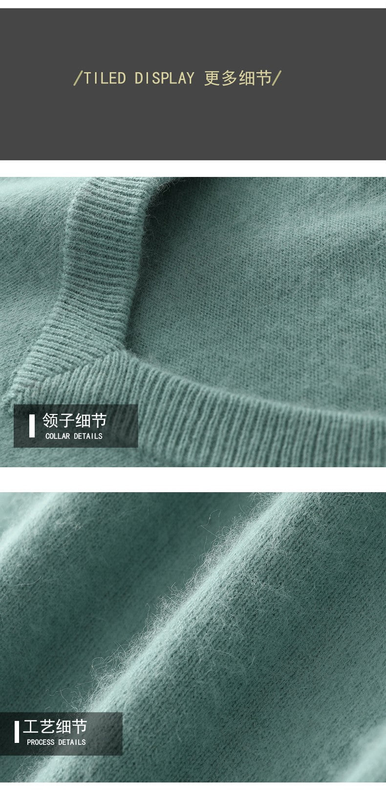 Autumn And Winter New Warm Pure Mink Cashmere Sweater Men's V-neck Pullover Thickened Plus Size Knitted Bottoming Shirt