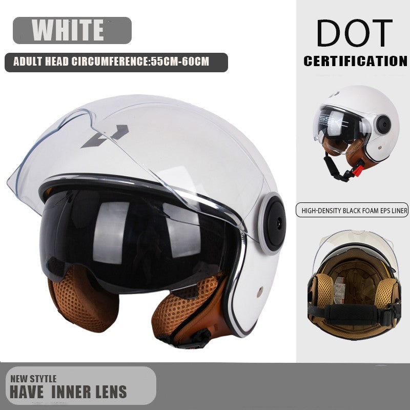 Capacete de proteção certificado pelo DOT, capacetes vintage de lente dupla, capacete de corrida para todas as estações
