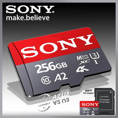 Cartão Micro TF SD Sony, Cartão de Memória SD Extreme, Cartão de Memória Flash TF de 128GB, 1TB, 512GB, 256GB A2 U3 V30 SD Card, adequado para mob