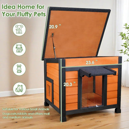 Casinha de Gato Isolada e à Prova de Intempéries para Uso Externo e Interno com Teto Abrível para Gatos de Rua e Pequenos Animais de Estimação