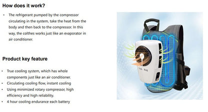 Colete de Ar Condicionado Recarregável Roupa de Refrigeração com Bateria de 9600mAh para Clima Quente com Bolsos Jaqueta para Trabalhar no Calor