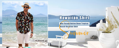 Y2K Men Oversize Street Fashion Summer Daily Shirt Hawaiian Splash-ink Print Casual Loose Short Sleeve Beach Shirts For Man Tops