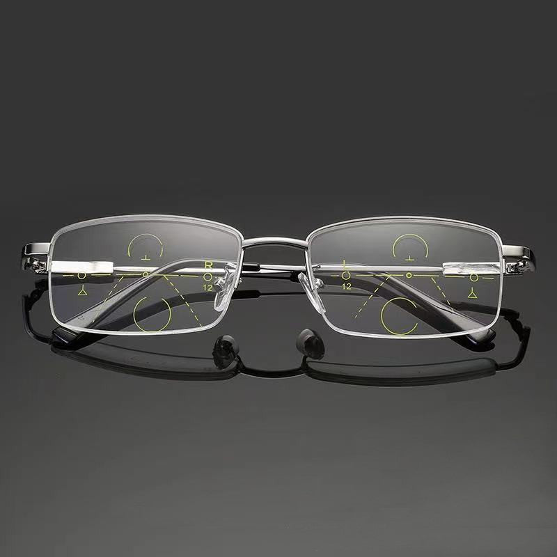 Progressive Men's Eyeglasses Frame Multifocal Reading Glasses Anti Blue Light Eyewear Near Far Sight Glasse escuadras de metal+4