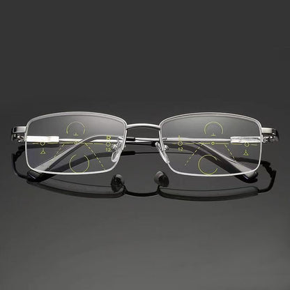 Progressive Men's Eyeglasses Frame Multifocal Reading Glasses Anti Blue Light Eyewear Near Far Sight Glasse escuadras de metal+4
