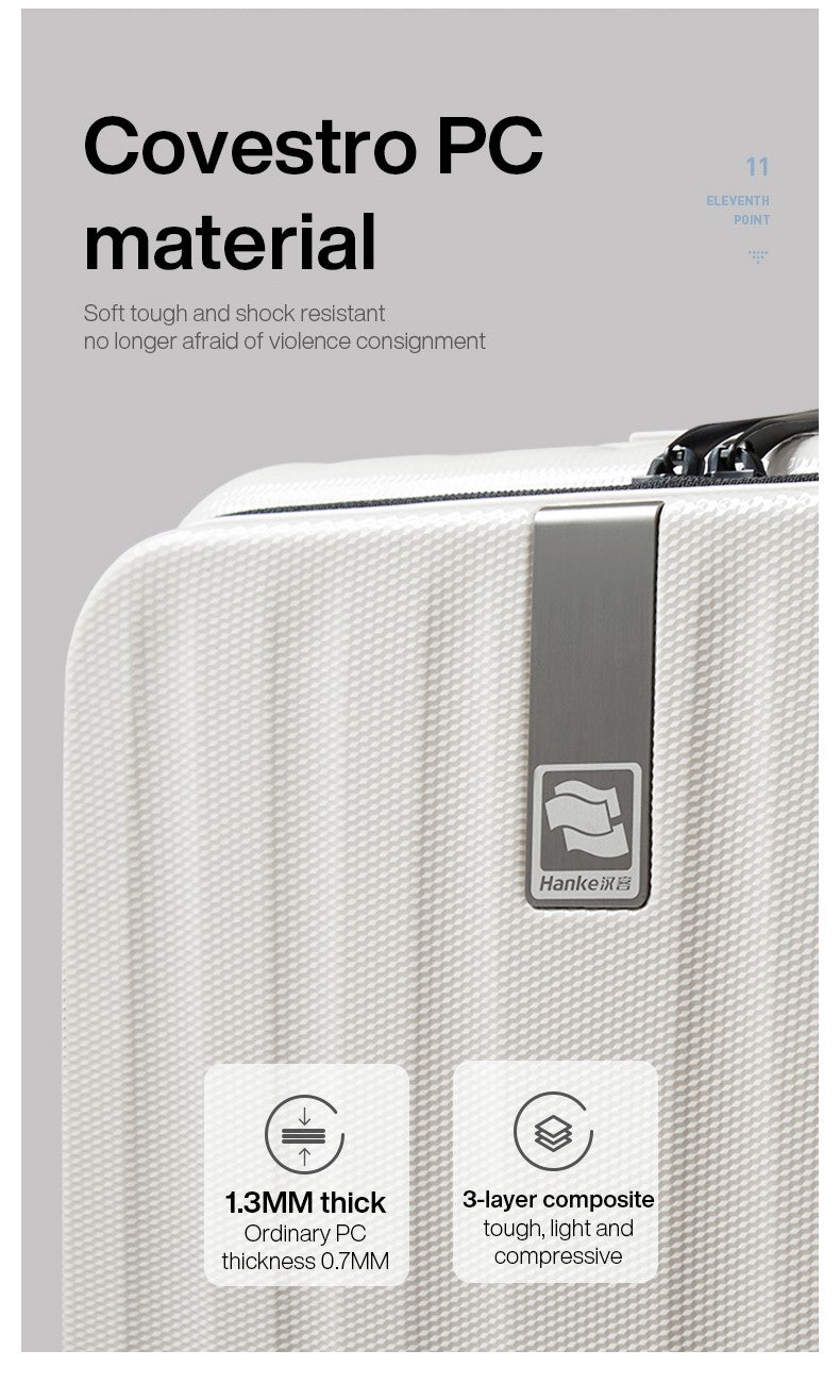 Hanke Carry On Suitcase Aesthetic Design 7mm Aluminum Frame Rolling Luggage Boarding Cabin PC Spinner Wheel TSA Lock 18" 20";;VERDADEIRO;;"Ivory White,20Inches 500mm