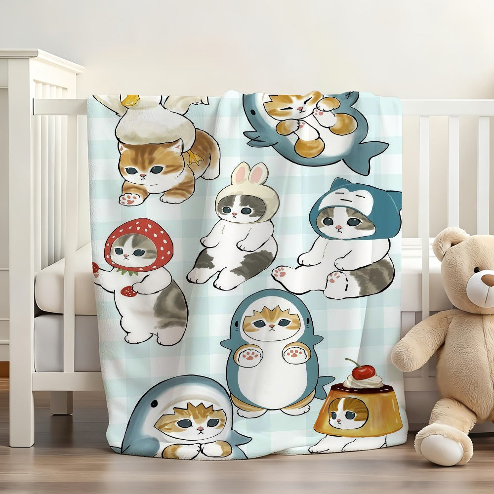 Cartoon cute M-MoFusand Blanket For Sofa Office Bed Plane Travel Sleep Read Relax Camping Soft And Warm
