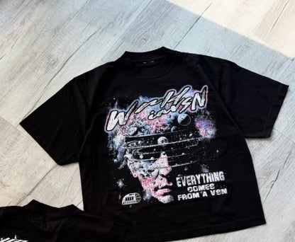 Y2K Summer Casual Loose T-shirt Men Street Hip-hop Harajuku Retro Fashion Oversized Short-sleeved High Street Fashion Clothing