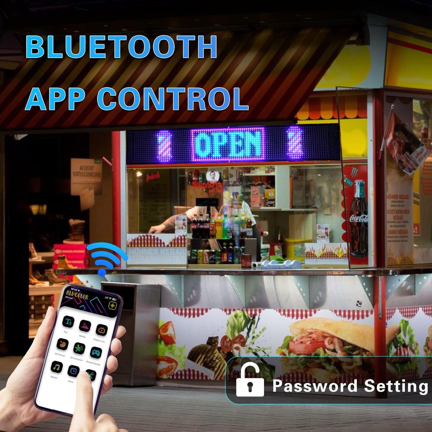 Painel de Pixels LED Flexível para Caminhão, Olhos de LED Brilhantes com Rolagem, Sinal de Carro LED USB com Controle Bluetooth por Aplicativo DIY