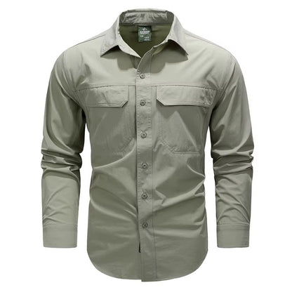 Spring Men Long Sleeve Shirts Mens Tactical Work Outdoor Cargo Shirts Men Summer Casual Breathable Quick Dry Safari Hiking Shirt