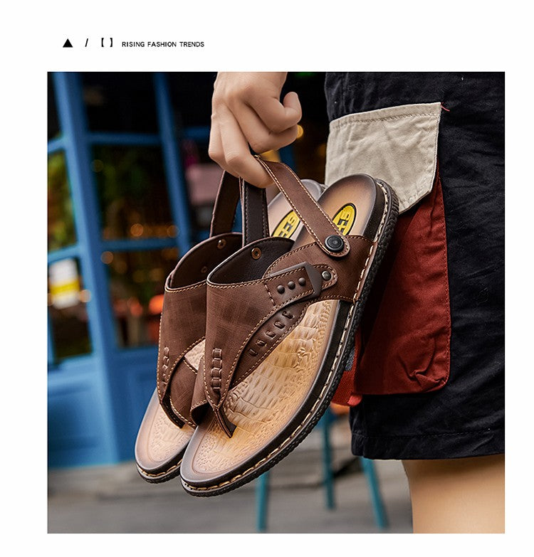 Sandals for men summer breathable and anti slip herringbone sandals dual-use for both external and soft soled men's beach shoes