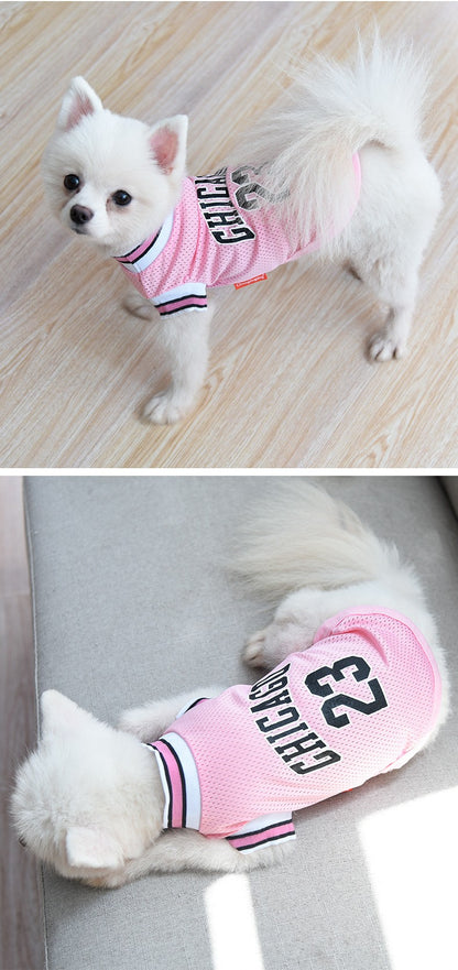 Roupa de cachorro respirável em tela para Schnauzer Teddy, camisa de basquete esportiva para cães grandes, camisetas para filhotes, camisas de verão para gatos de estimação