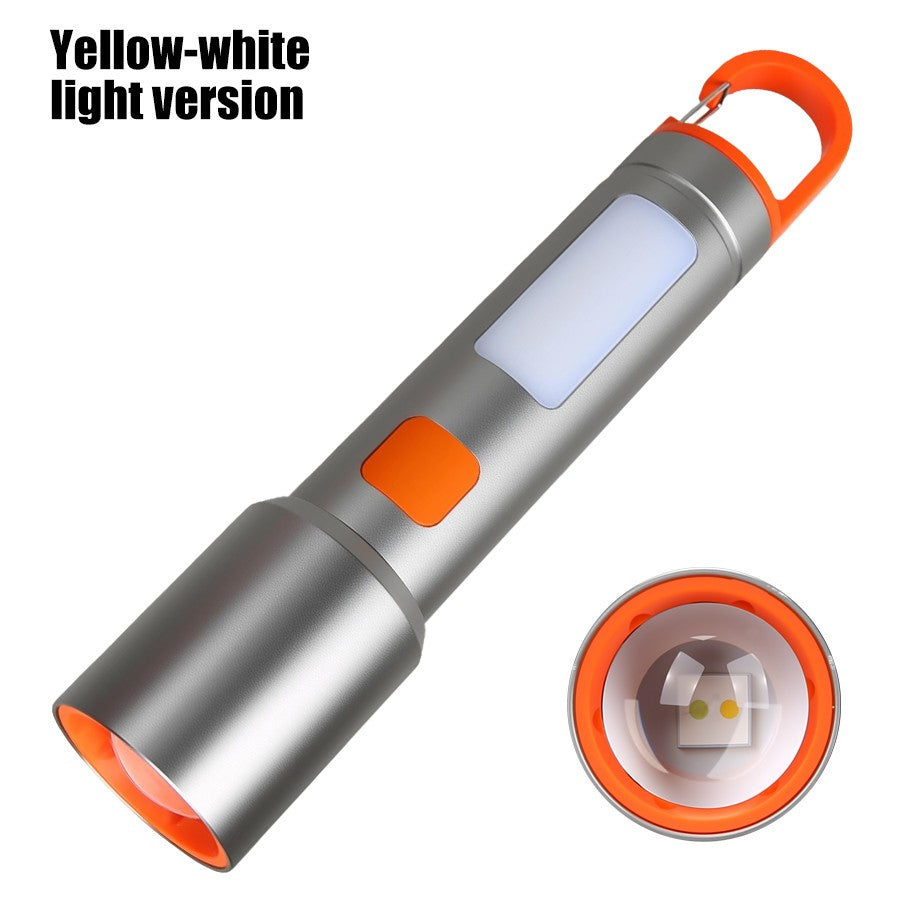 LED COB Super Bright Flashlight USB Rechargeable Torch 1-3 Optional Light Sources Outdoor Waterproof Emergency Light with Hook