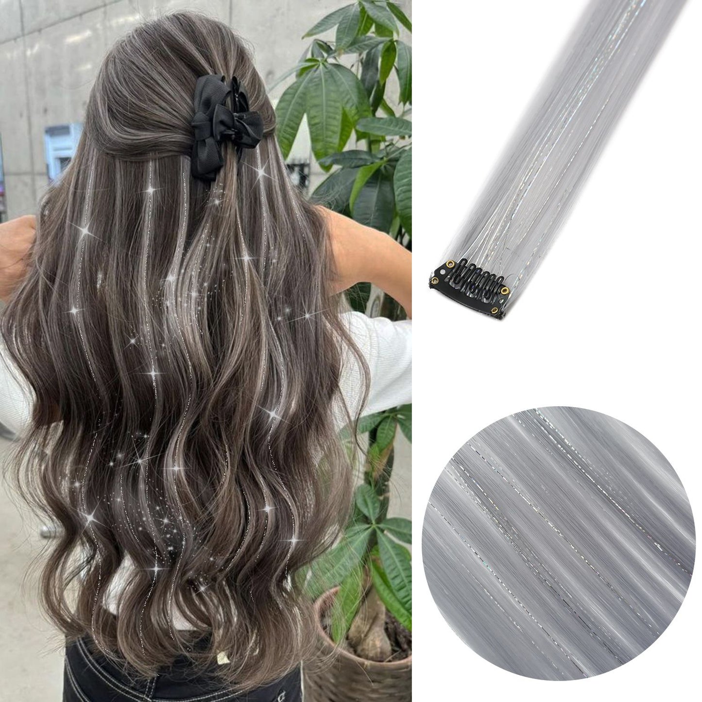 Clip in Hair Extensions Colored Party Highlights 22 inches 6pcs/pack Multi-colors Straight Hair Synthetic Hairpieces Royal Blue
