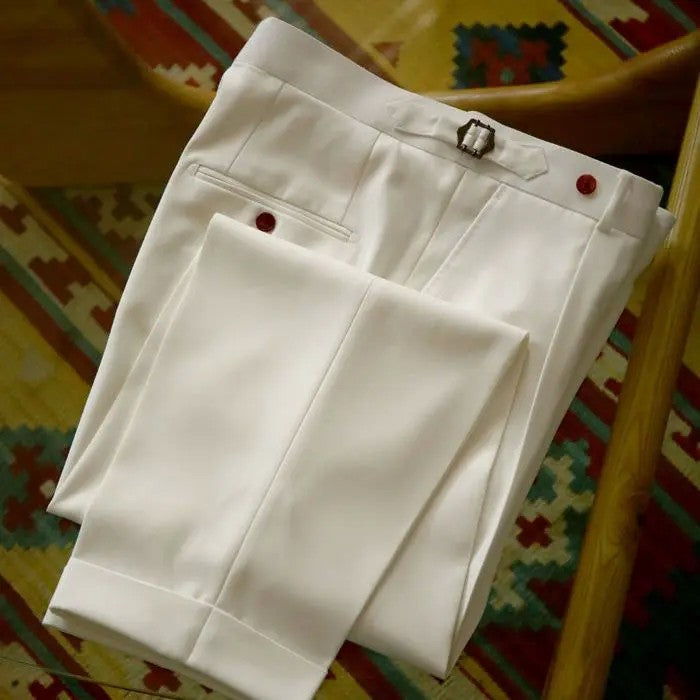 2024 Spring Summer Men's Fashion Solid Color Suit Trousers Male High Waist Loose Pants Men Business Casual Formal Pants W117