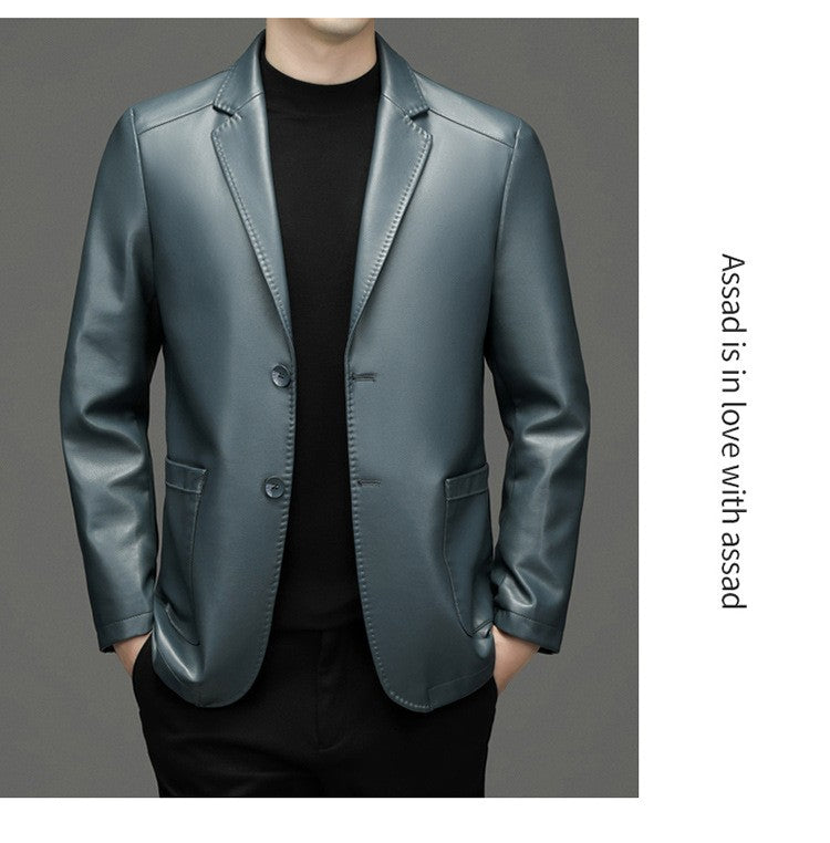 2025 Autumn Winter Men's Genuine Leather Blazers Jackets Slim Fit Suits Coats Business Casual Genuine Leather Suits Jackets Male