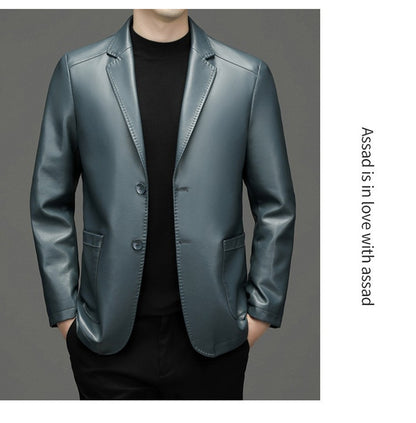 2025 Autumn Winter Men's Genuine Leather Blazers Jackets Slim Fit Suits Coats Business Casual Genuine Leather Suits Jackets Male