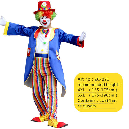 Adults Funny Clown  Costumes ,Joker Cosplay Suits for Men,Magician Performance Fancy Outfits?just Clothes,no Prop Wig/Mask/Shoes