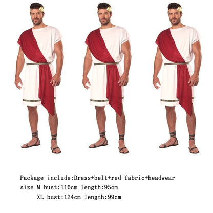 Greek Toga Costume For Men Roman Halloween Dionysus Costume With Wristband Adult Halloween Party King Gladiator Clothing Suit