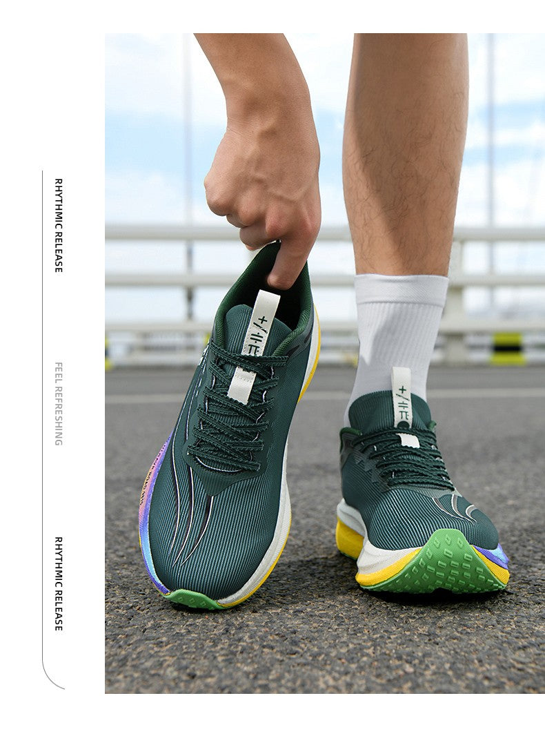 Fluorescence Running Shoes CarbonBoard Marathon Men Sports Breathable Women's Comfortable Athletic Casual Sneakers WearResistant