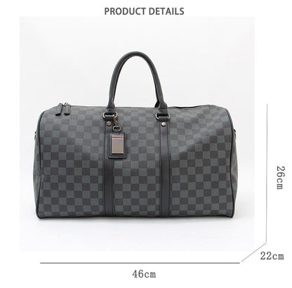Para homem multifuncional resistente ao desgaste à prova d'água viagem grande capacidade negócios moda xadrez bagagem de mão bolsa de ombro