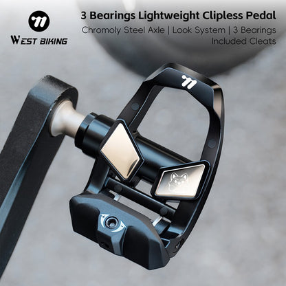 WEST BIKING Road Bike Pedals Nylon Bicycle Locking Pedals Cycling Bearing Cleats Clipless Pedal Look System With Locking Plates
