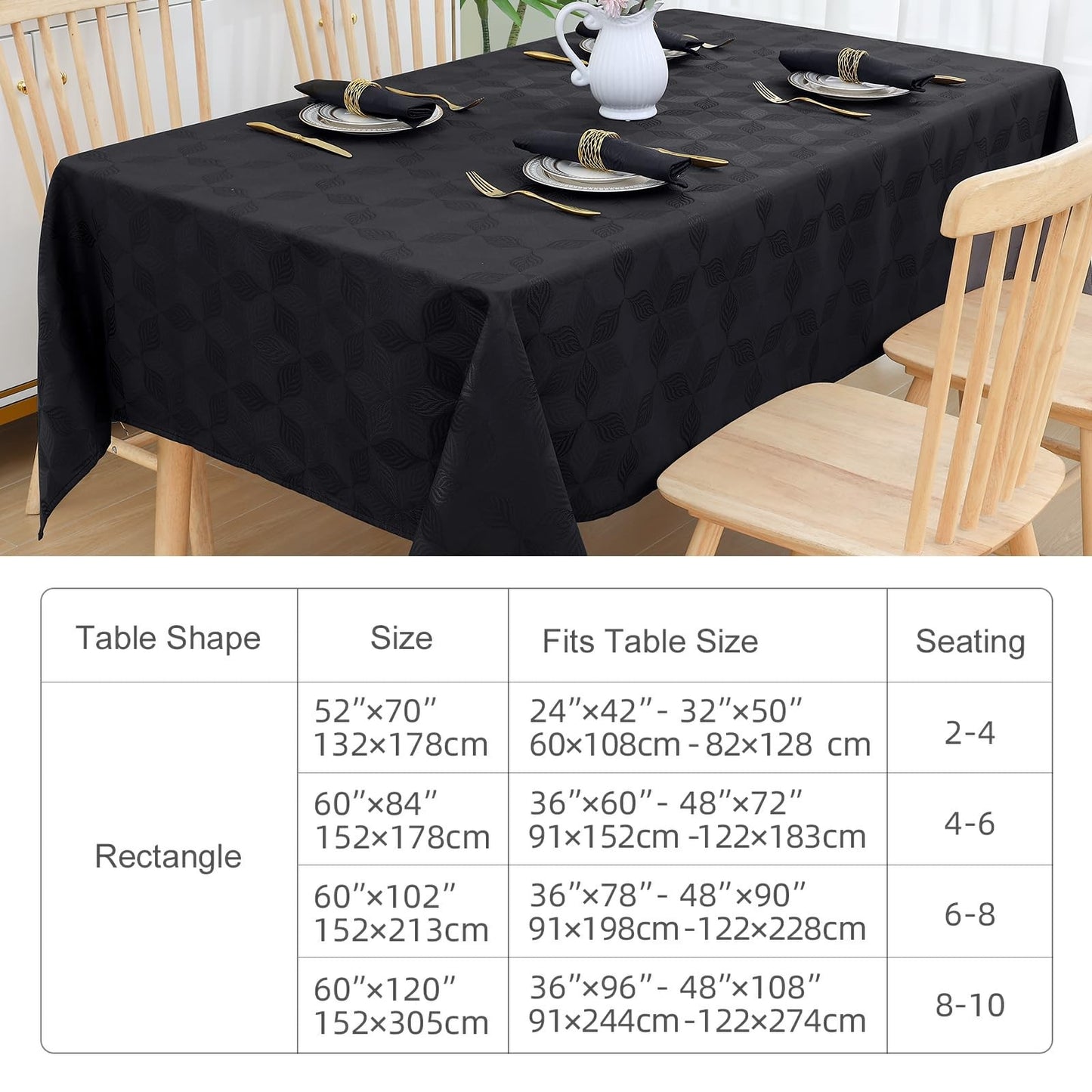 Olanly Rectangle Table Cloth For Home Jacquard Dyeing Tablecloth For Banquet Party Leaf Flower Diagram Polyester Tablecloth Grey