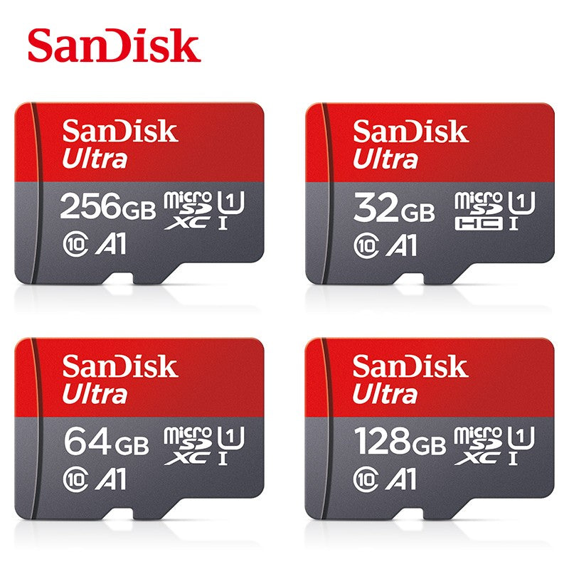 Cartão Micro SD Sandisk Ultra A1 128GB 32GB 64GB 256GB Cartão de Memória STF Cartão de Memória Flash 32/64/128GB para Telefone + Leitor de Cartão