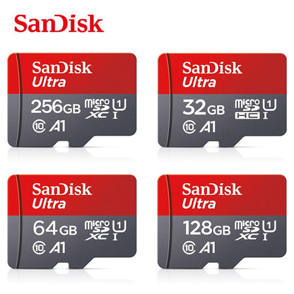 Cartão Micro SD Sandisk Ultra A1 128GB 32GB 64GB 256GB Cartão de Memória STF Cartão de Memória Flash 32/64/128GB para Telefone + Leitor de Cartão