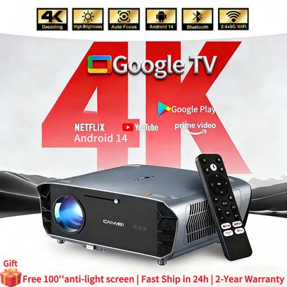 Novo projetor 4K UHD 3500 ANSI Google TV home theater projetor TOF 1080P Android WiFi 2.4+5G foco automático vídeo Projetor quente