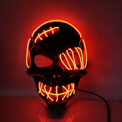 Gothic Halloween Skull Glowing Mask PP Cold Light Full Face Mask Headwear Eye Mask Costume Props Show