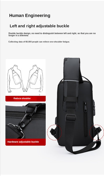 Large Capacity Multifunction Shoulder Crossbody Bag Messenger Chest Sling Travel Pack for Male Men Usb Waterproof Sports Running