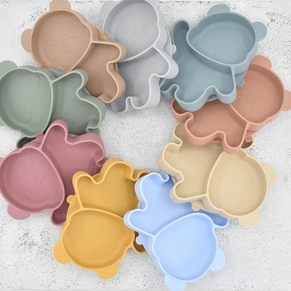Children's Dishes Baby Silicone Sucker Bowl Baby Panda Face Dining Plate Toddle Training Tableware Kids Feeding Bowls