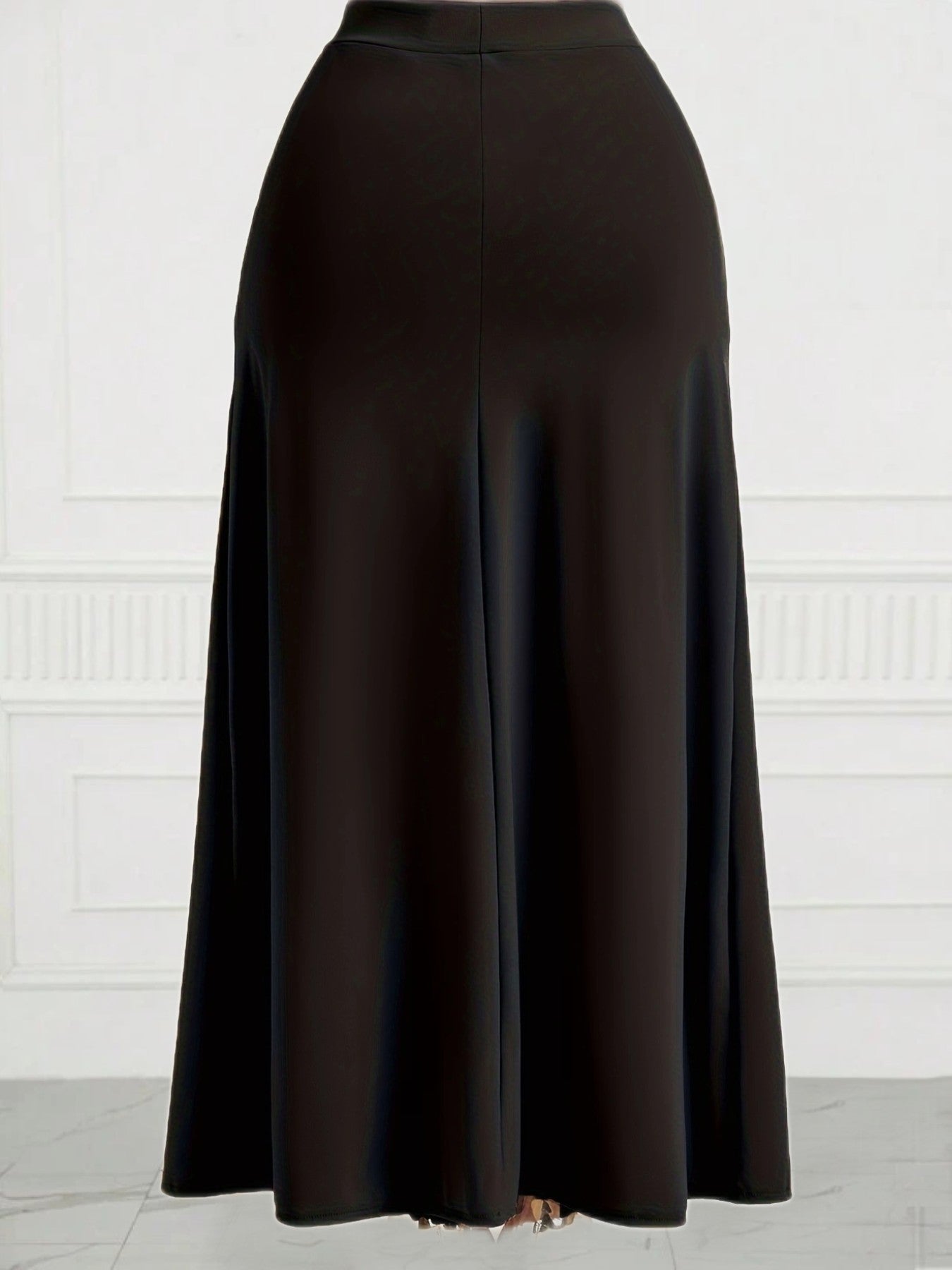 Plus Size 1XL-5XL Pocket A-Line Skirt Women's High Waisted Trendy Knee Length Ladies Clothing Tight Skirt