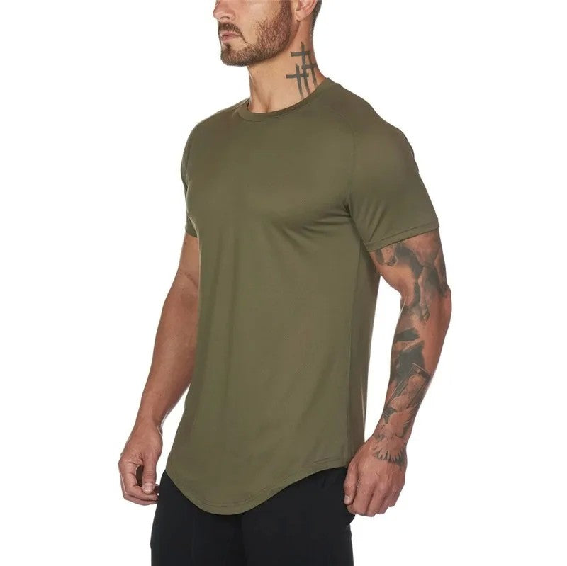 Summer Cotton Sports T-Shirts Mens Slim Fit Gym Fitness Male T Shirt Casual Running Bodybuilding Man Jogging Workout Clothing  ?