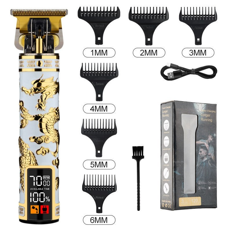 Electric Hair Clipper Professional Men's Hair Clipper LCD Display T-Blade Trimmer Zero Gap Cordless Rechargeable Men's Trimmer G