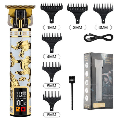 Electric Hair Clipper Professional Men's Hair Clipper LCD Display T-Blade Trimmer Zero Gap Cordless Rechargeable Men's Trimmer G