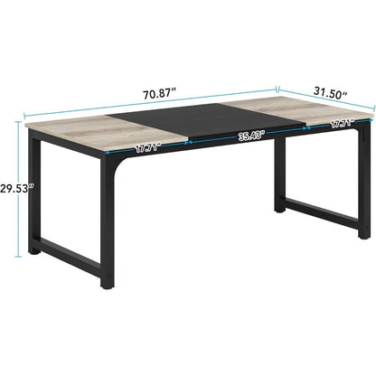 71"x31.5" Dining Table, Industrial Kitchen Table for 6-8 Person, Rectangular Dinner Table for Dining Room Kitchen Living Room,