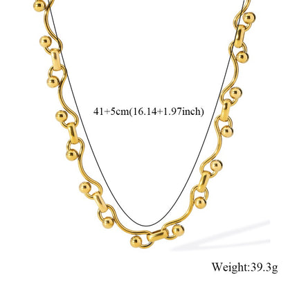 GANEMLY 316L Aço Inoxidável Metal Dourado Cor Contas Corrente Colar Pulseira Conjunto Para Mulheres Correntes Modernas Joias À Prova D'água Novo